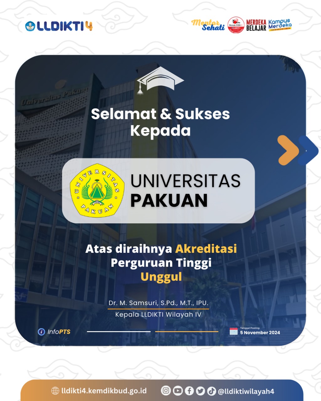 Univesitas Pakuan Bogor Raih Akreditasi Perguruan Tinggi Unggul dari BAN PT