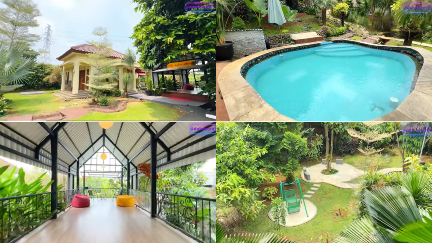Villa Kebun Akung ini terletak di Jalan Tunas, Desa Sukaresmi, Kabupaten Bogor, Jawa Barat.