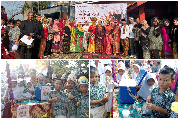 Suasana kegiatan Pentas Budaya dan Market Day di SD Negeri Pabuaran 1 Kemang, Kabupaten Bogor, akhir pekan lalu.