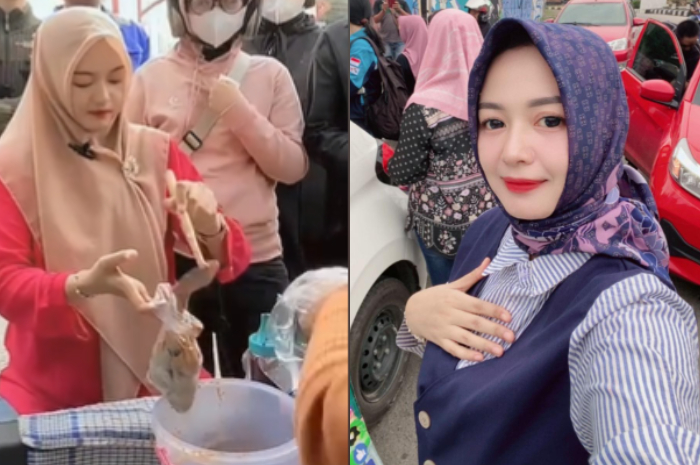 Elma Nurmala penjual cilok yang viral di media sosial.