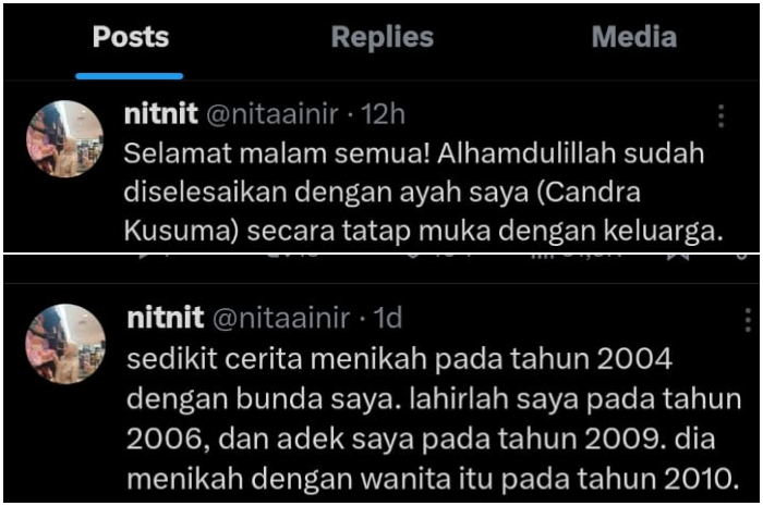Tangkapan layar postingan di X terkait Candra Kusuma.