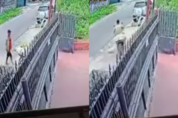 Video detik-detik pria diduga pelaku mencuri motor milik kurir beserta paket.