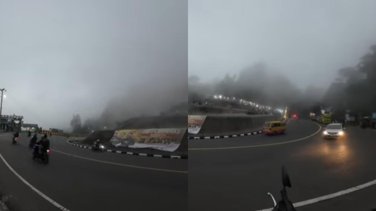 Puncak Bogor berkabut saat hujan.