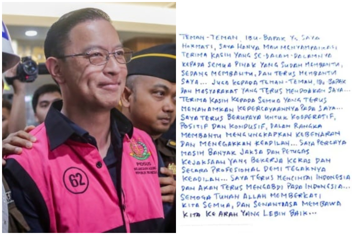 Tom Lambong dan isi surat yang ia tulis dari dalam penjara