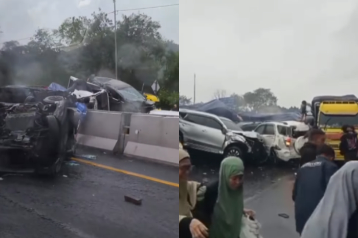 Tabrakan beruntun terjadi di Tol Cipularang KM 92 arah Jakarta Senin (11/11/2024) sore.