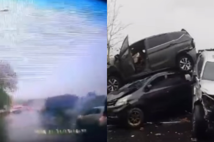 Dashcam merekam kecelakaan di Tol Cipularang KM 92 arah Jakarta Senin (11/11/2024) sore.