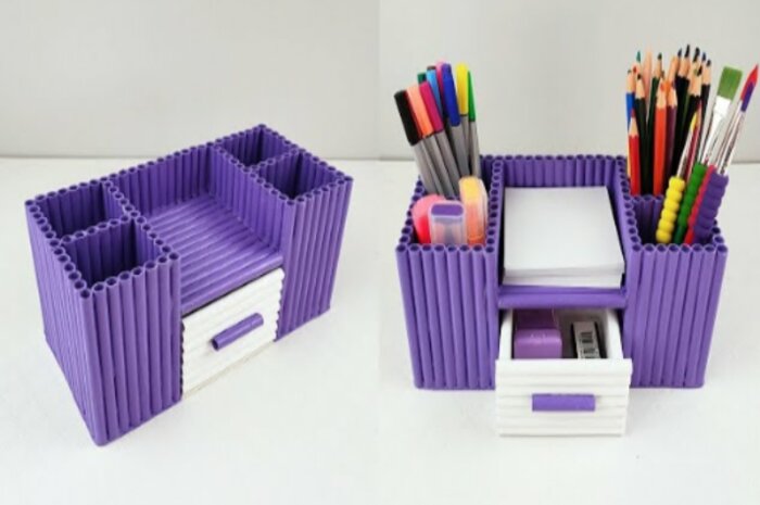 Tempat alat tulis dari kertas bekas.