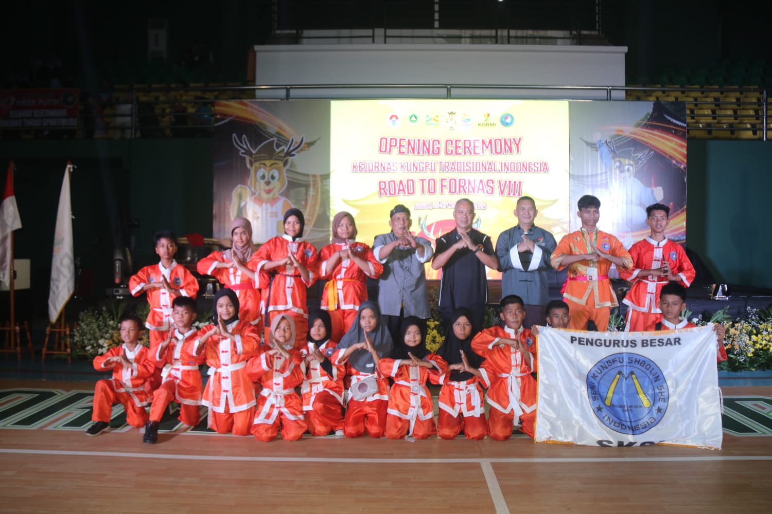 Pembukaan Kejuaraan Nasional (Kejurnas) Kungfu Tradisional di Laga Tangkas Stadion Pakansari di Cibinong Jumat (15/11/2024).