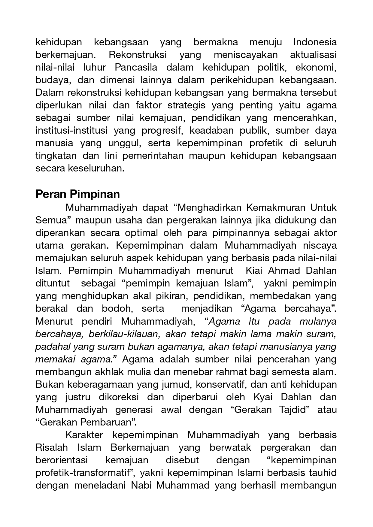 Pidato Milad ke 112 Ketua Umum Pimpinan Pusat Muhammadiyah Haedar Nashir