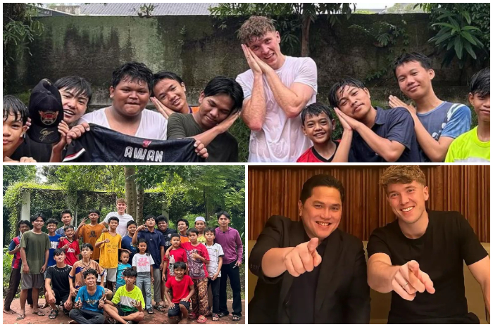 Ole Romeny usai bermain sepak bola bersama anak-anak di Panti Asuhan Pelita Hati di Jakarta Selatan.