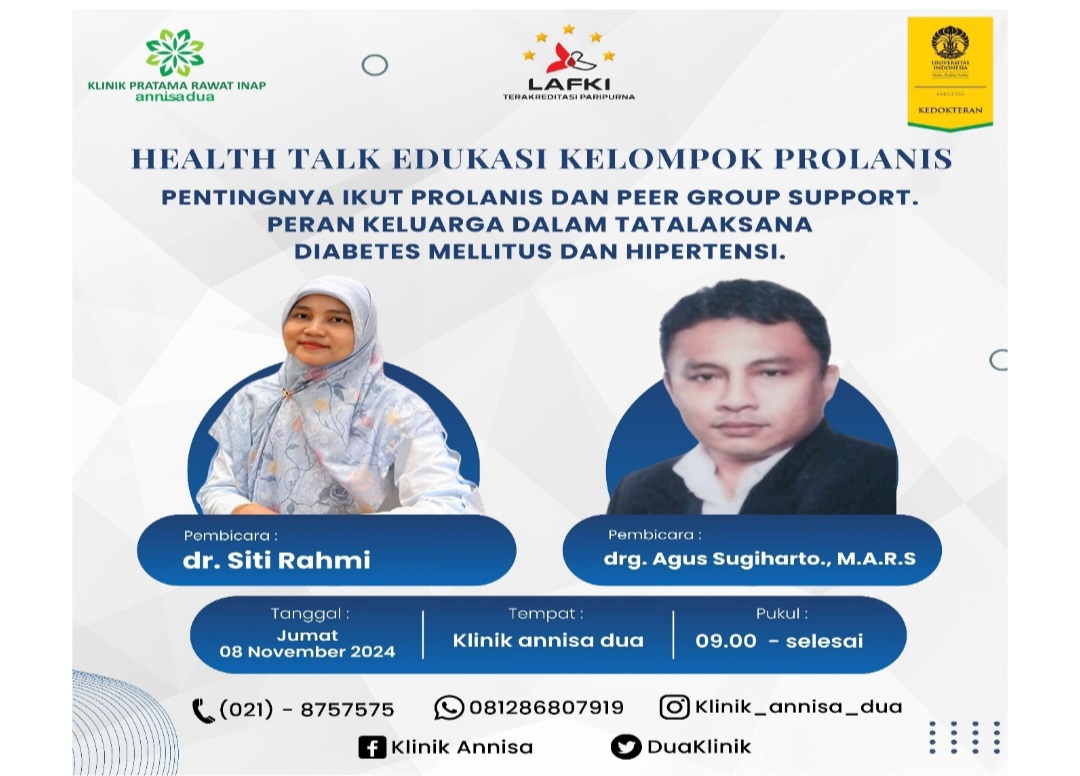 Klinik Pratama Rawat Inap Annisa Dua Citeureup, Bogor memberikan edukasi soal diabetes dan hipertensi dalam kegiatan health talk.