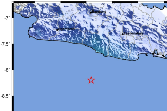 BMKG mencatat kawasan Tasikmalaya diguncang gempa bumi terasa hingga Sukabumi.