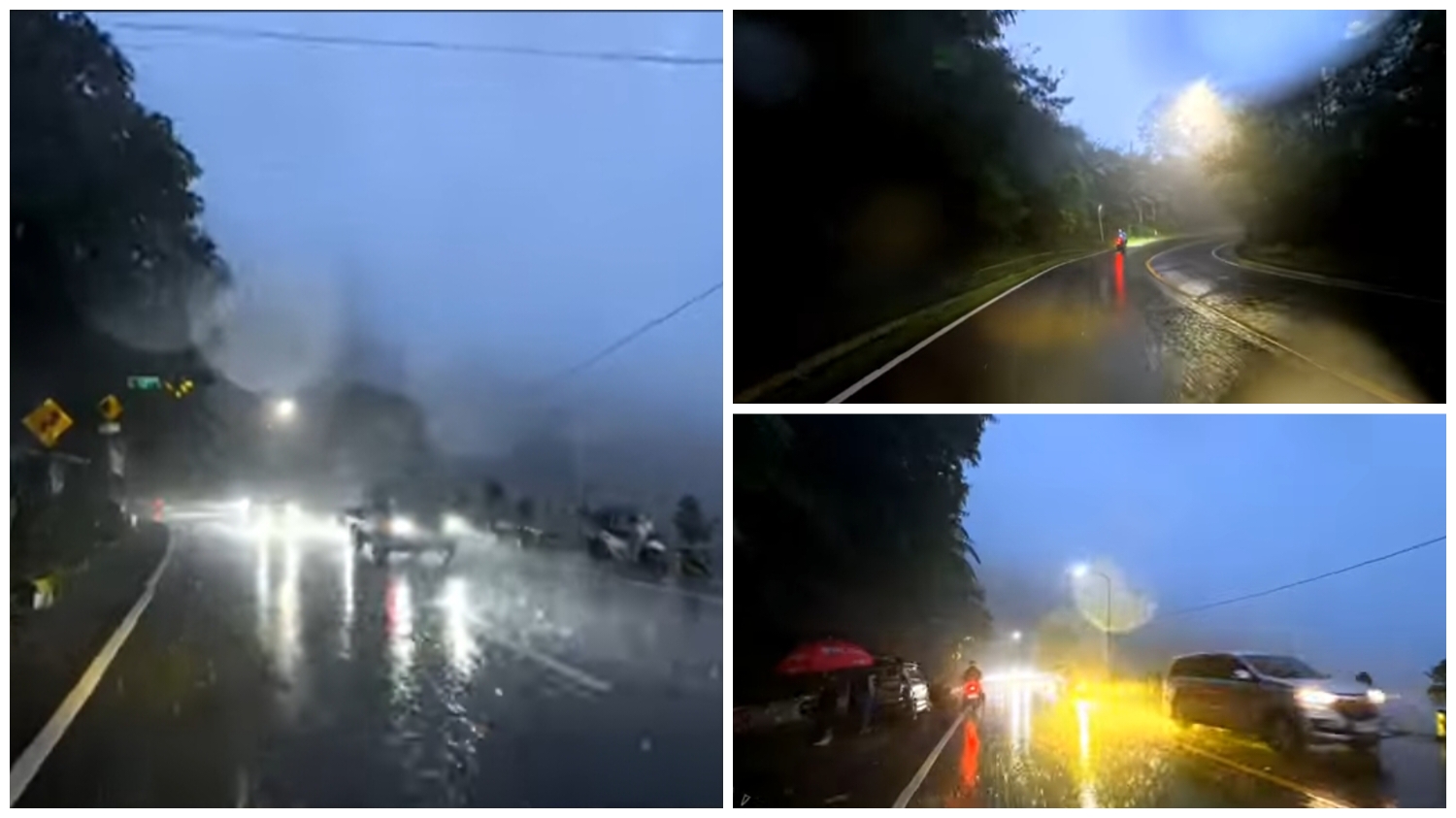 Serunya perjalanan di Jalur Puncak Bogor saat musim hujan.