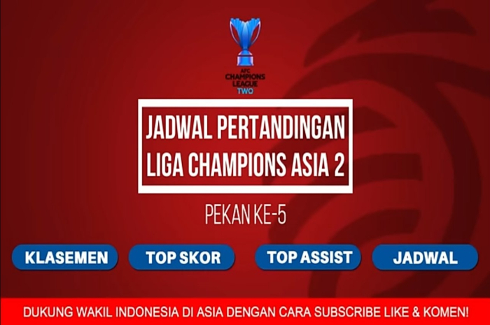 Ilustrasi Jadwal, Klasemen, dan Top Skor Liga Champions Asia 2 2024.