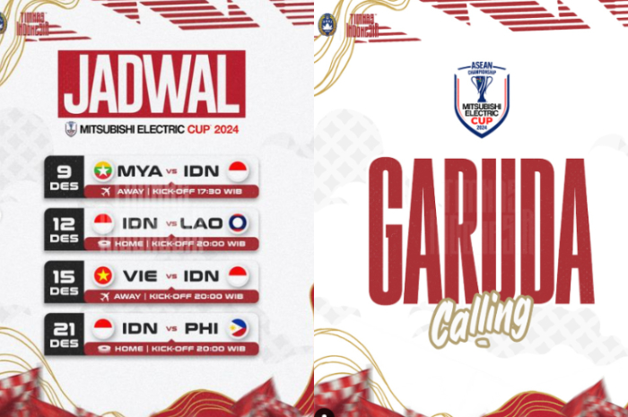Jadwal Timnas Indonesia di Piala AFF 2024.