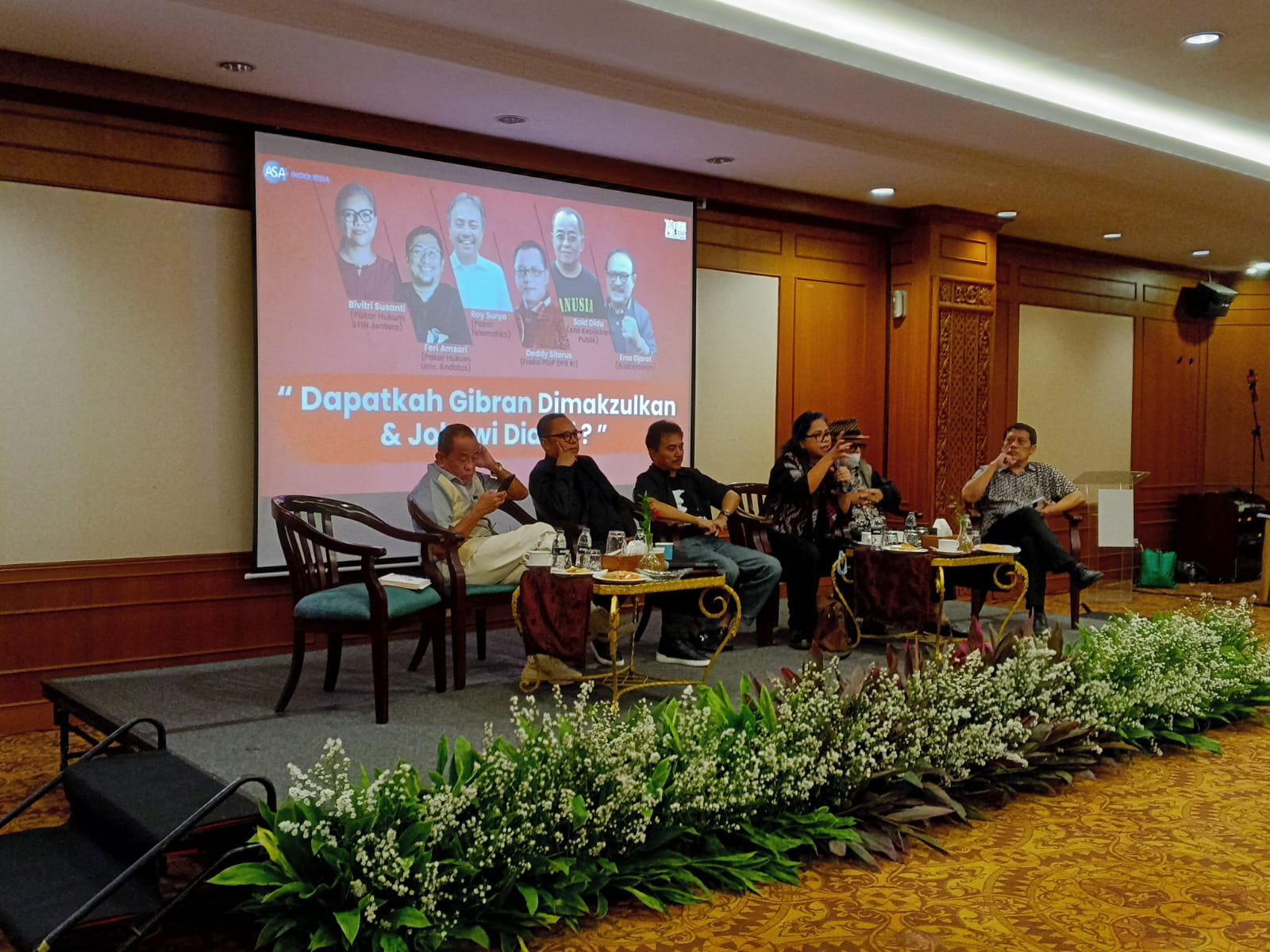 Asa Indonesia bersama Kopel Indonesia menggelar Seminar Publik. Kegiatan yang membahas pelanggaran yang dilakukan Jokowi dan Gibran ini digelar di Hotel Sultan, Jakarta Pusat pada Selasa (26/11/2024).