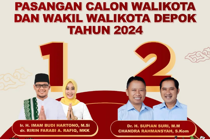 Pasangan&nbsp;Calon wali Kota Depok Imam Budi Hartono dan Ririn Farabi A Rafiq serta Supian Suri dan Chandra Rahmansyah.