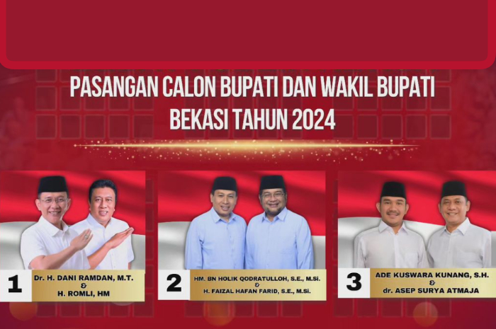 Tiga pasangan Bupati dan Wakil Bupati Bekasi.