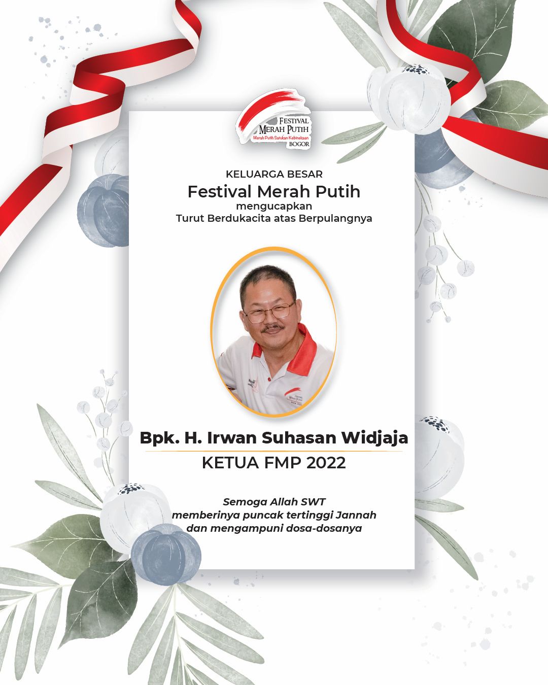 Ketua FMP Kota Bogor 2022 Irwan S Widjaja Tutup Usia