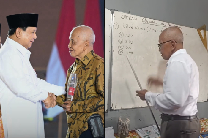 Melan Achmad seorang guru yang dijuluki Mbah Guru Matematika menerima penghargaan dari Presiden RI Prabowo Subianto.
