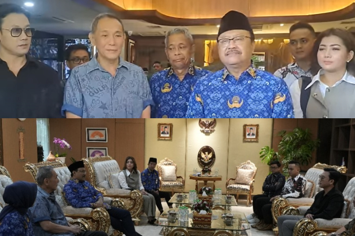 Menteri Sosial bertemu  dengan Denny Sumargo dan Pratiwi Noviyanthi membahas masalah donasi Agus Salim.