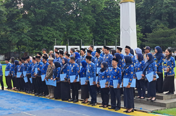 Upacara HUT Korpri ke-53 di Lapangan Sempur, Kota Bogor.