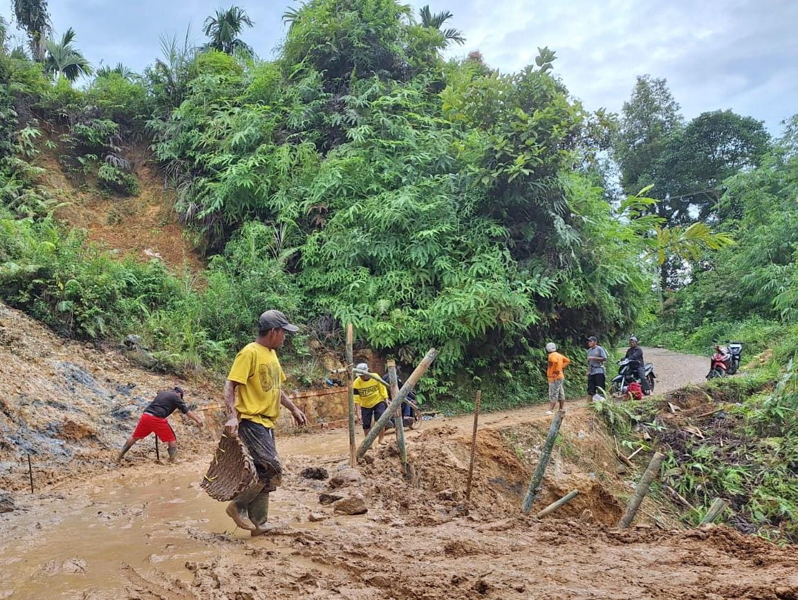 Setelah longsor, jalan alternatif Desa Cisarua-Kiarapandak, Kecamatan Sukajaya, Kabupaten Bogor sudah bisa dilalui kendaraan.