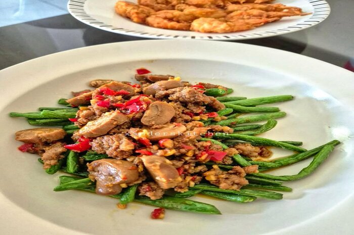 Resep buncis siram daging masakan Chinese.