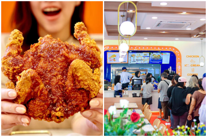 Menu ayam goreng satu ekor di J.Chicken di Jalan Raya Sukahati No.A5, Cibinong, Kabupaten Bogor.