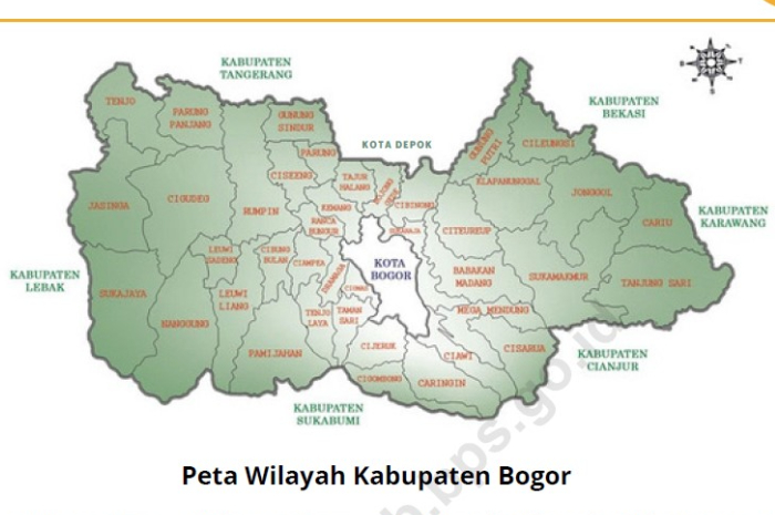Peta wilayah Kabupaten Bogor.