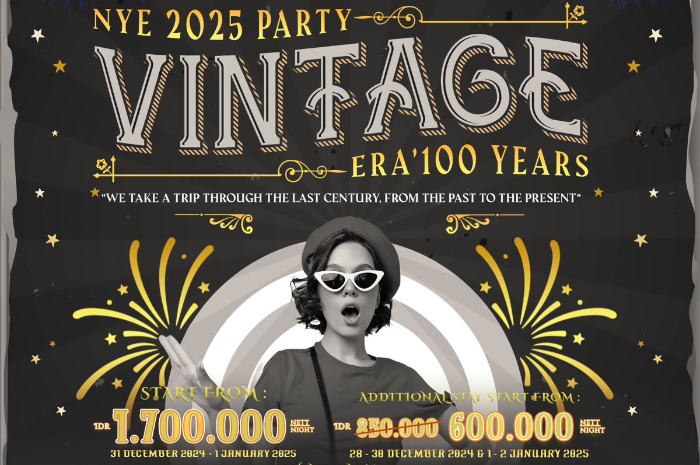 Paket Vintage 100-Years Era dari Hotel Salak The Heritage untuk perayaan malam tahun baru 2025.