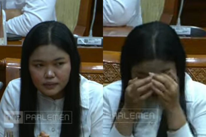 Dwi Ayu Darmawati saat menceritakan peristiwa yang dialaminya dalam rapat di Komisi III DPR RI, Selasa (17/12/2024).
