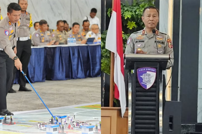 Kakorlantas Polri Irjen Aan Suhanan (kanan) memberikan arahan.