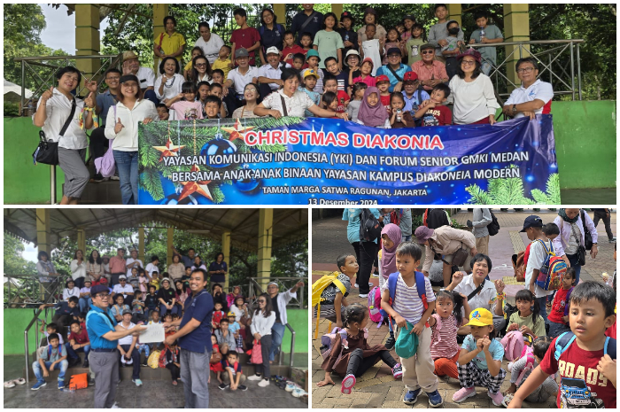 Anak-anak dari Kampus Diakonia Modern (KDM) saat bermain ke Kebun Binatang Ragunan