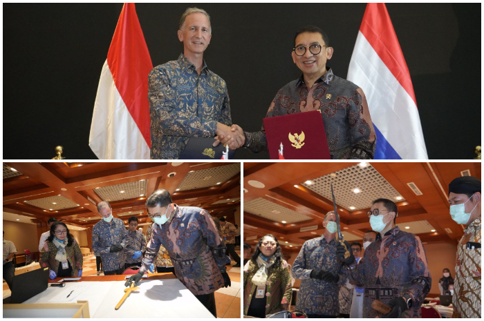 Menteri Kebudayaan RI Fadli Zon saat menerima 272 benda warisan budaya Indonesia dari Pemerintah Belanda di Museum Nasional Indonesia, Senin (16/12/2024).