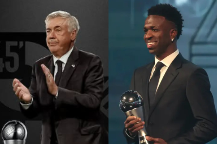 Carlo Ancelotti dan Vinicius Jr meraih penghargaan di ajang The Best FIFA Football Awards 2024.&nbsp;