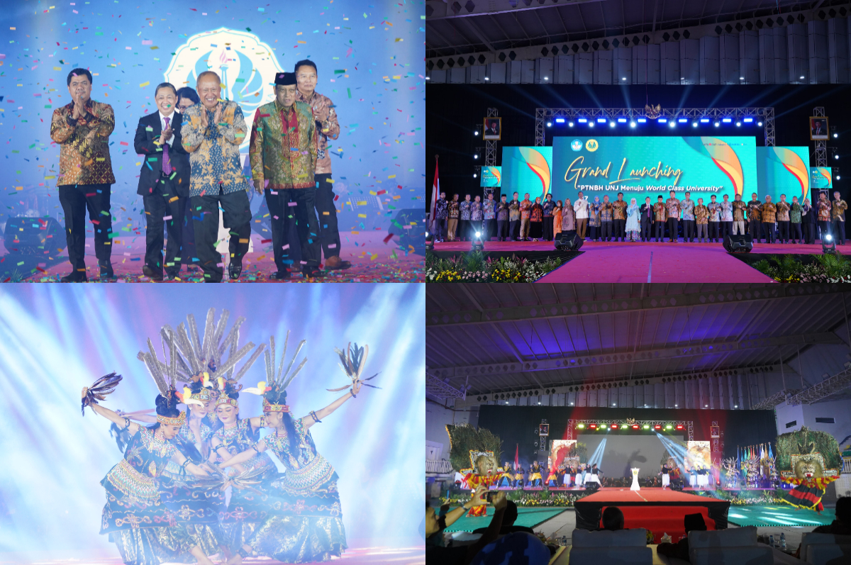 Rektor UNJ bersama tamu kehormatan saat Grand Launching PTN-BH.