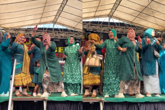 Lagu Waktu Ku Kecil viral dinyanyikan emak-emak di panggung.