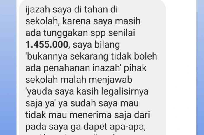 Postingan dugaan ijazah ditahan di akun Bro ron.