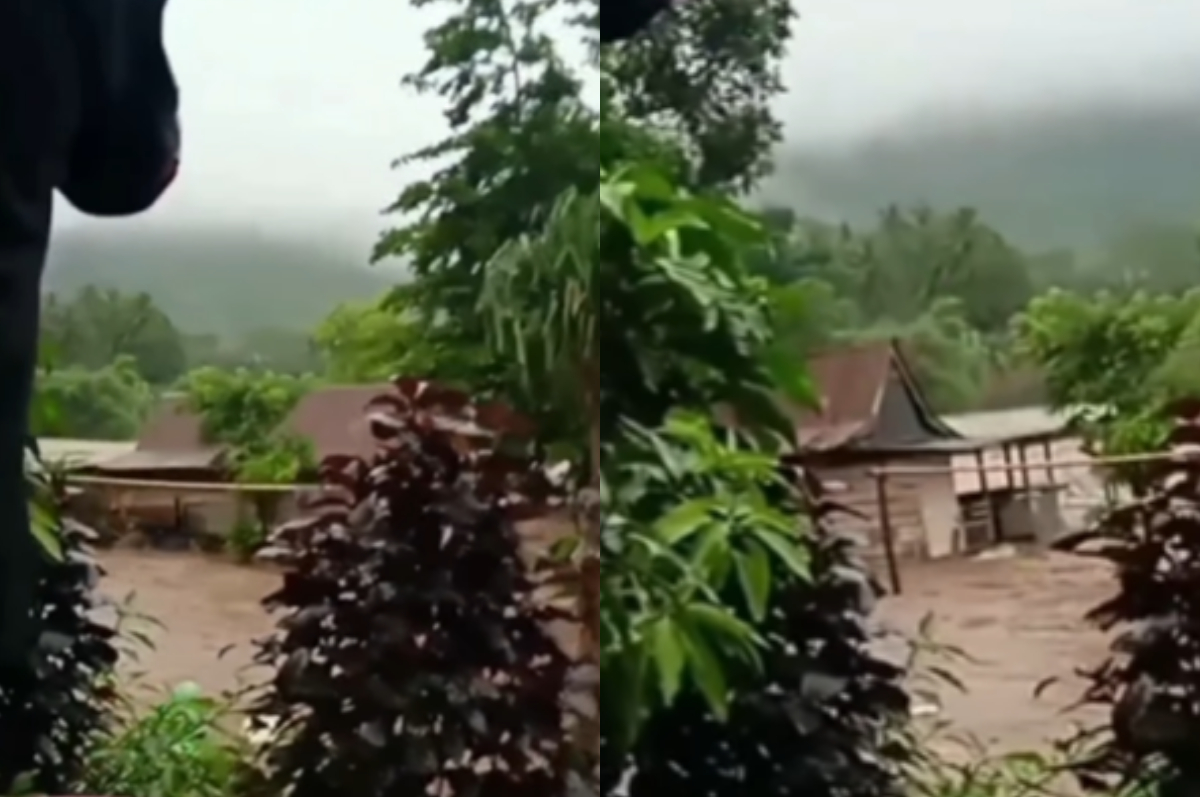 Salah satu rumah di Soppeng hanyut akibat luapan sungai.