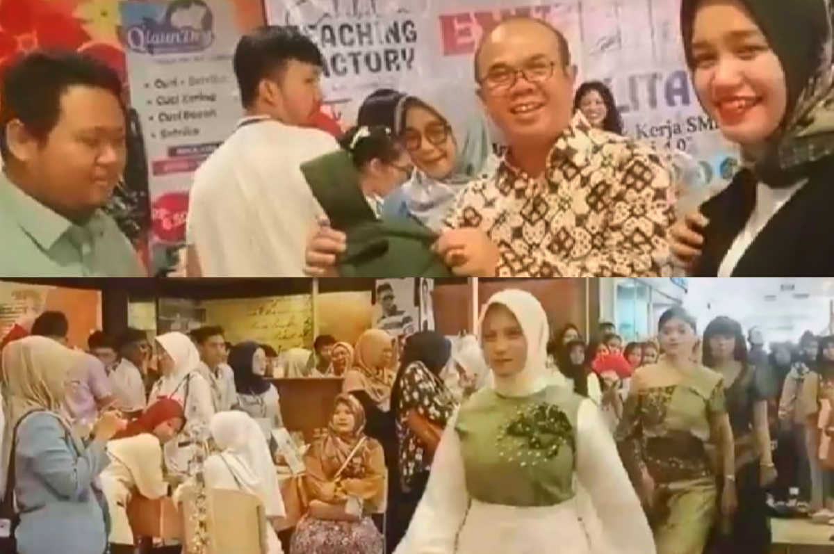 SMK Pelita Ciampea 2 memamerkan serta menjual hasil produk dari hasil teaching factory.