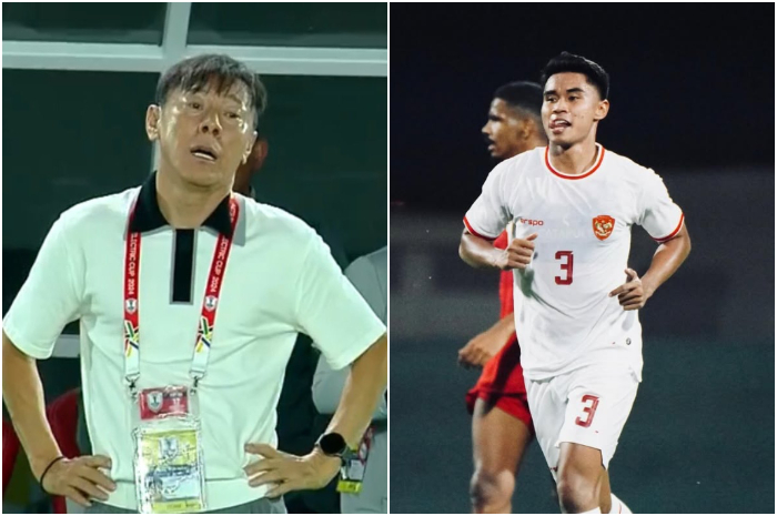 Pemain Timnas Indonesia Muhammad Ferrari dan pelatih Shin Tae-yong.