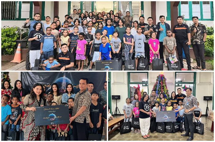 BNI cabang Bogor saat memberikan bantuan pendidikan kedua panti asuhan yaitu Panti Bina Harapan dan Chandra Naya.