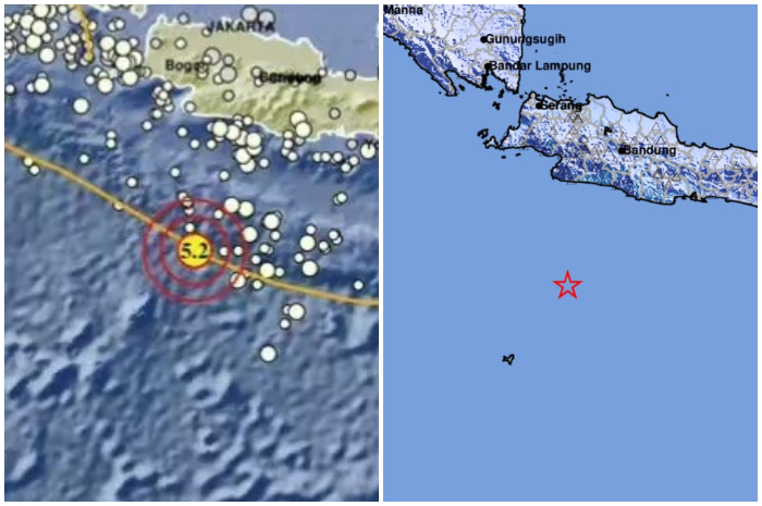 Pusat gempa bumi yang mengguncang wilayah Selatan Sukabumi Senin (23/12/2024).