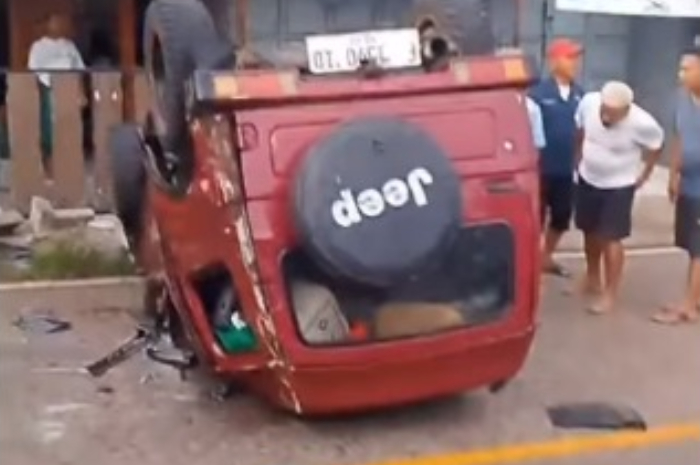 Kondisi Mobil Suzuki Jimny Katana yang alami kecelakaan tunggal di Jasinga Bogor.