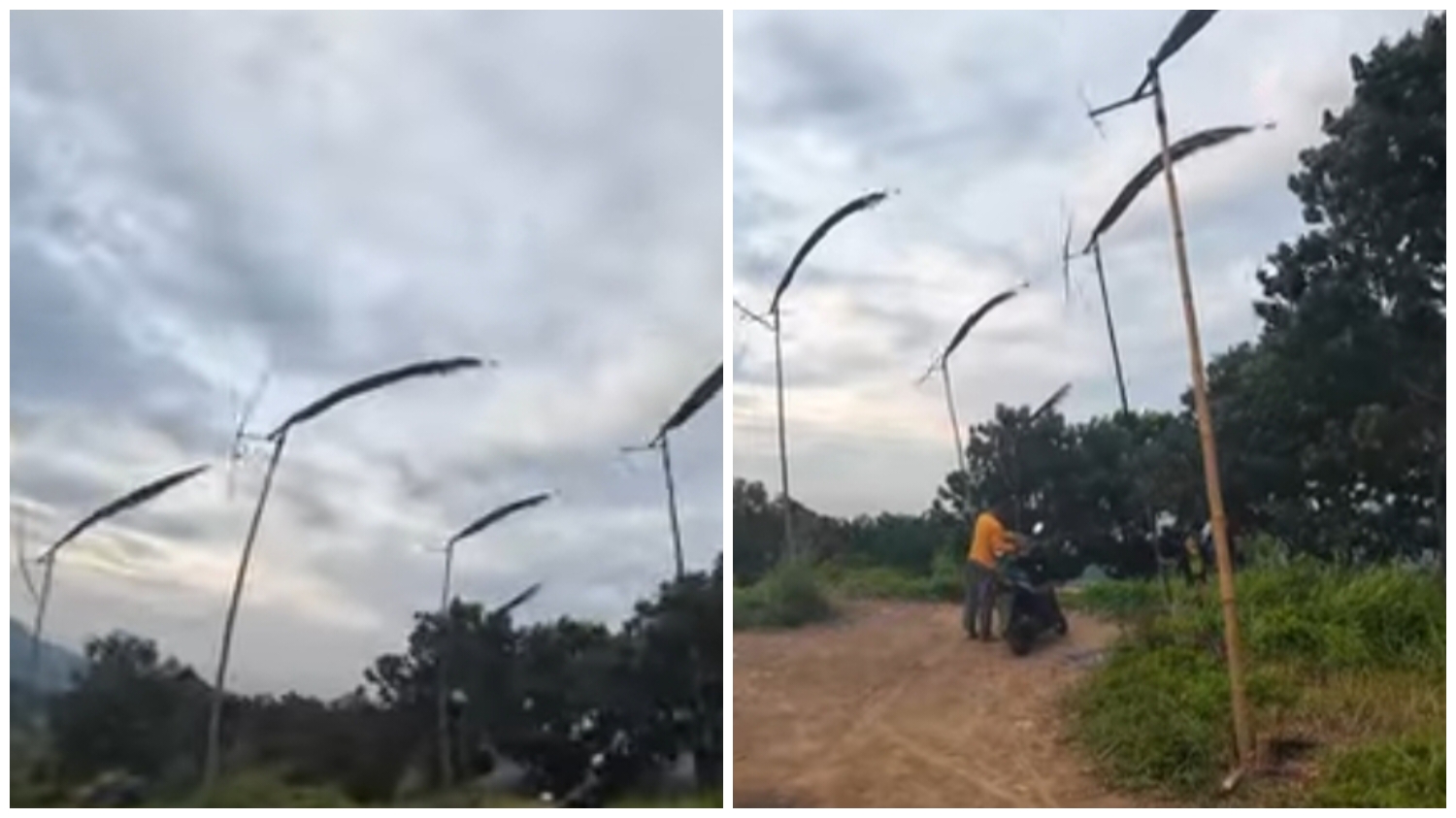 Kincir angin bambu di Bukit Sukamakmur Bogor.