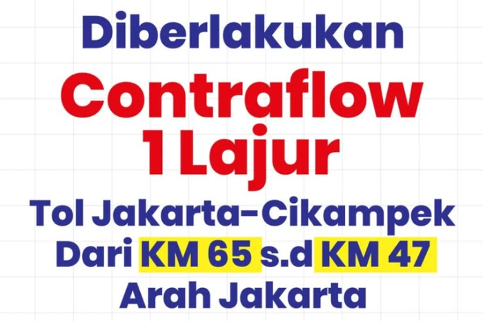 WASPADA : Contraflow 1 Lajur Arah Jakarta Tol Jakarta Cikampek