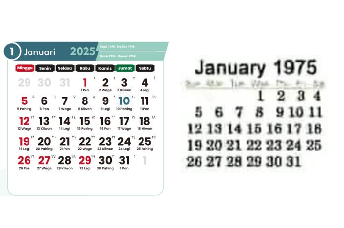 Jika masih punya kalender tahun 1975 di rumah, kamu bisa pakai kalender tersebut di tahun 2025.