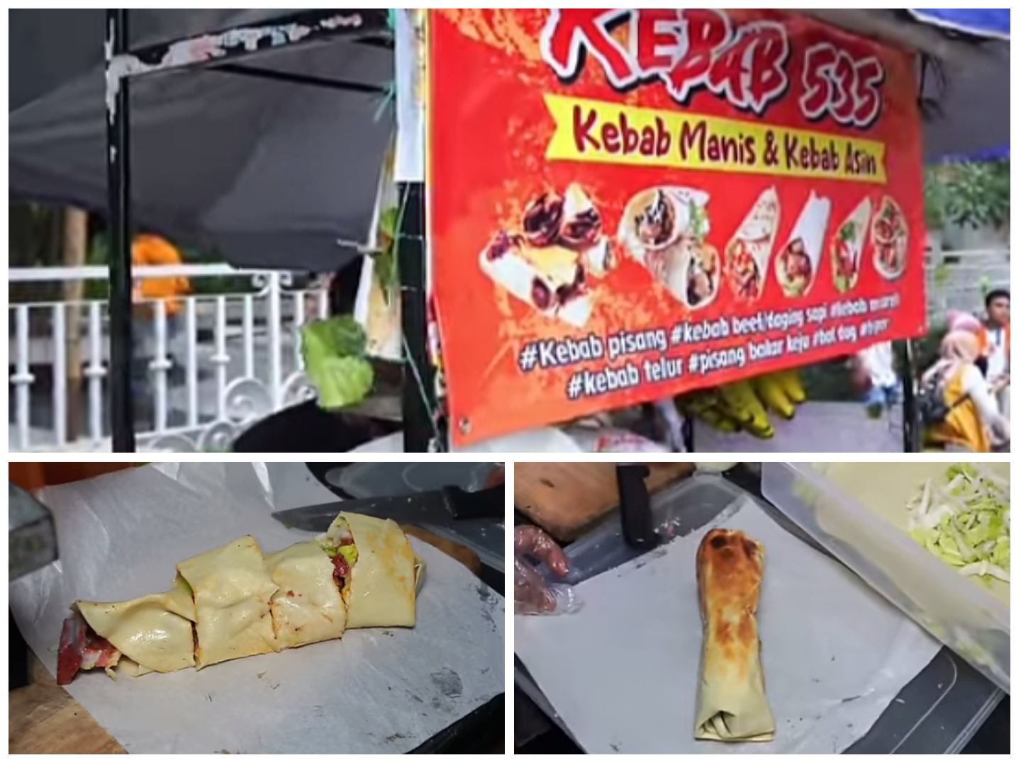 Tampilan gerobak dan Kebab 535 depan alun-alun Cianjur.