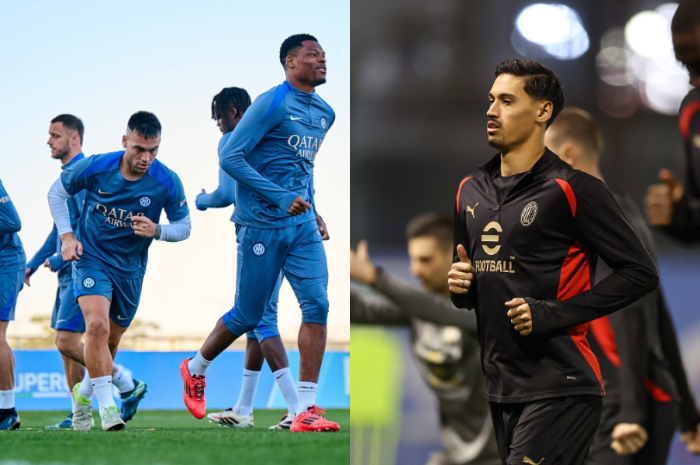 Para pemain Inter Milan dan AC Milan saat berlatih.